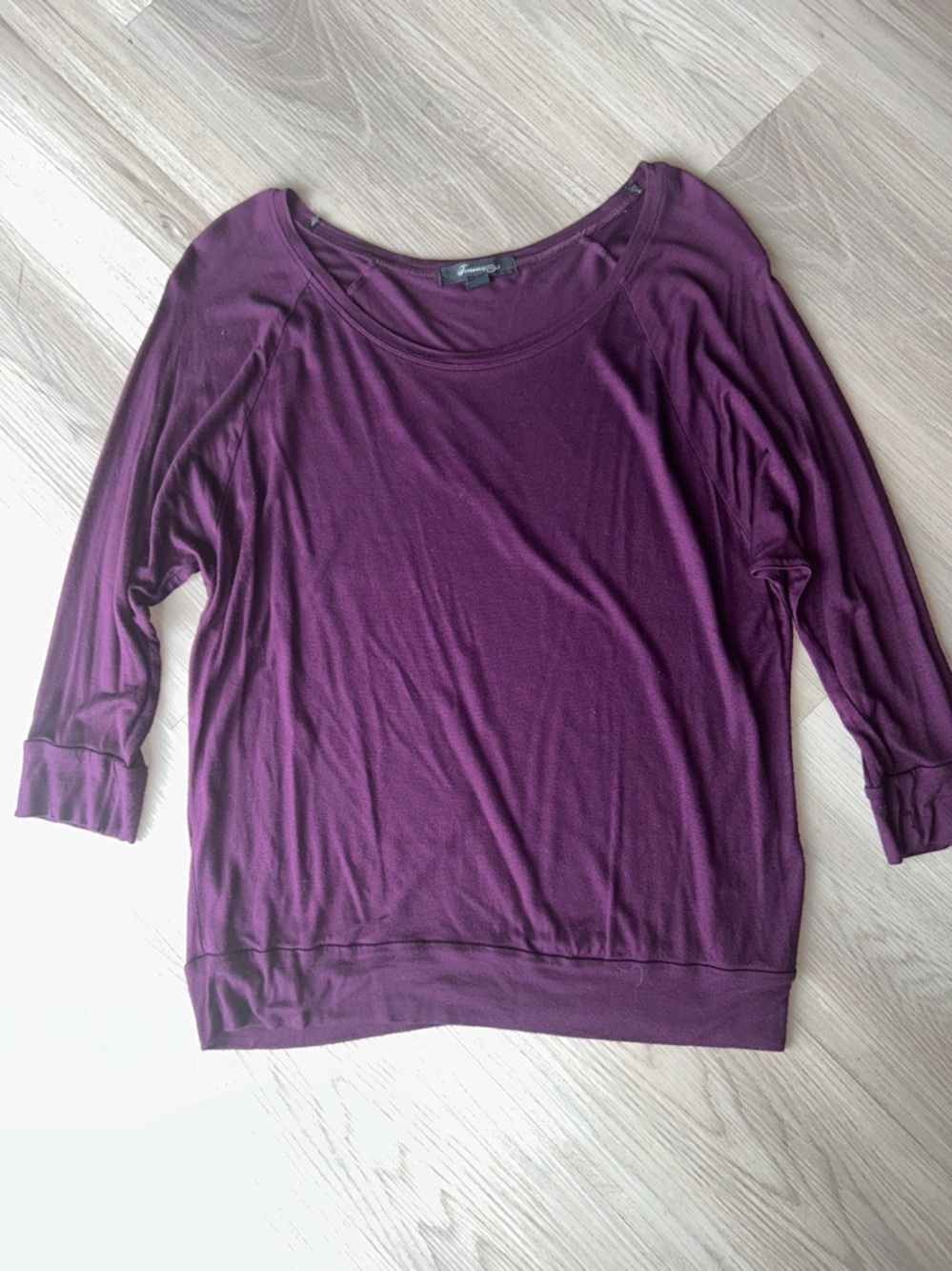 Forever 21 Relaxed Long Sleeve Top L Purple Minimalist Solid Rayon Basic